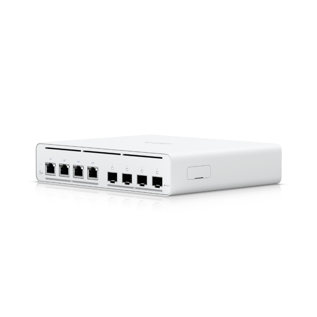 UISP-S-Plus-UBNT UISP Switch Plus (UISP-S-Plus) - 4× 2.5 GbE PoE ve 4× 10G SFP+ Portlu, 160W PoE Bütçesiyle ISP Switch