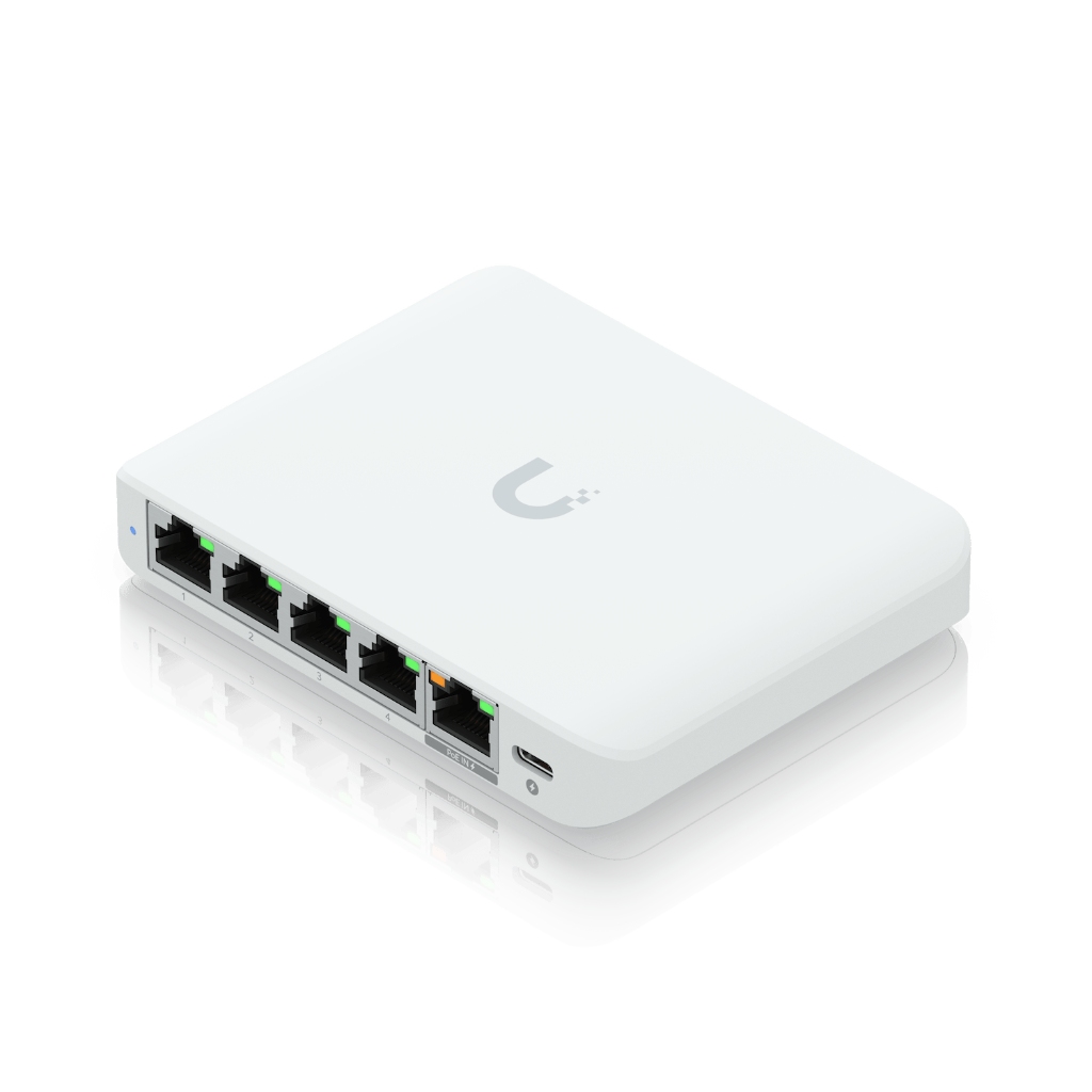 USW-Flex-2.5G-5-UBNT UniFi Flex Mini 2.5G (USW-Flex-2.5G-5) | 5 Port 2.5GbE, PoE ve USB-C Destekli Kompakt Switch