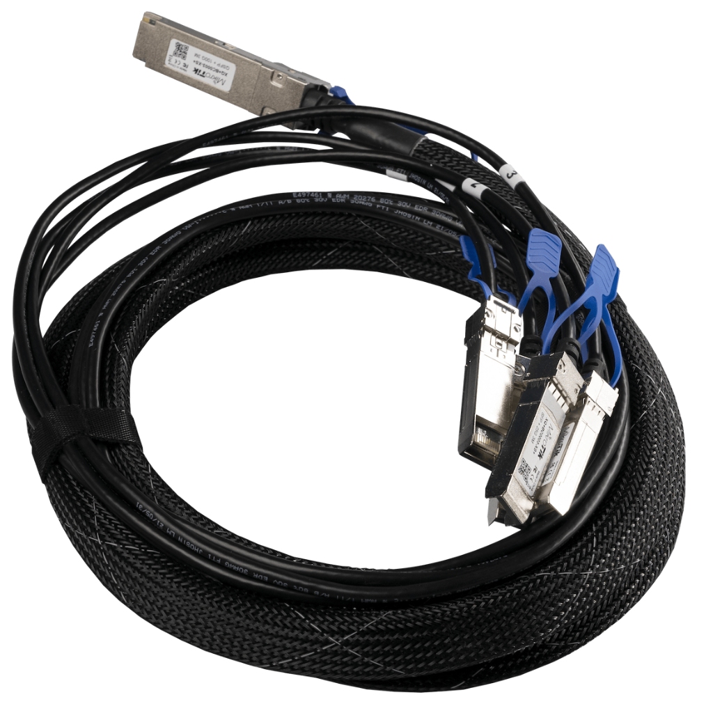 XQ+BC0003-XS+-Mikrotik XQ+BC0003-XS+ QSFP28 to 4x SFP28 Pasif DAC Kablo - 3m, 100G Hız, 25G Dağıtım